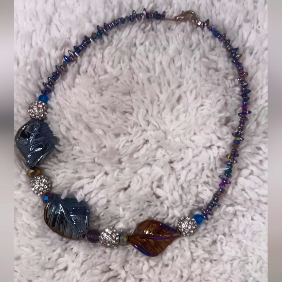 🍧🌈 Handcrafted Beaded Choker Necklace 15" W/2" Extender"🦋 - Picture 1 of 3